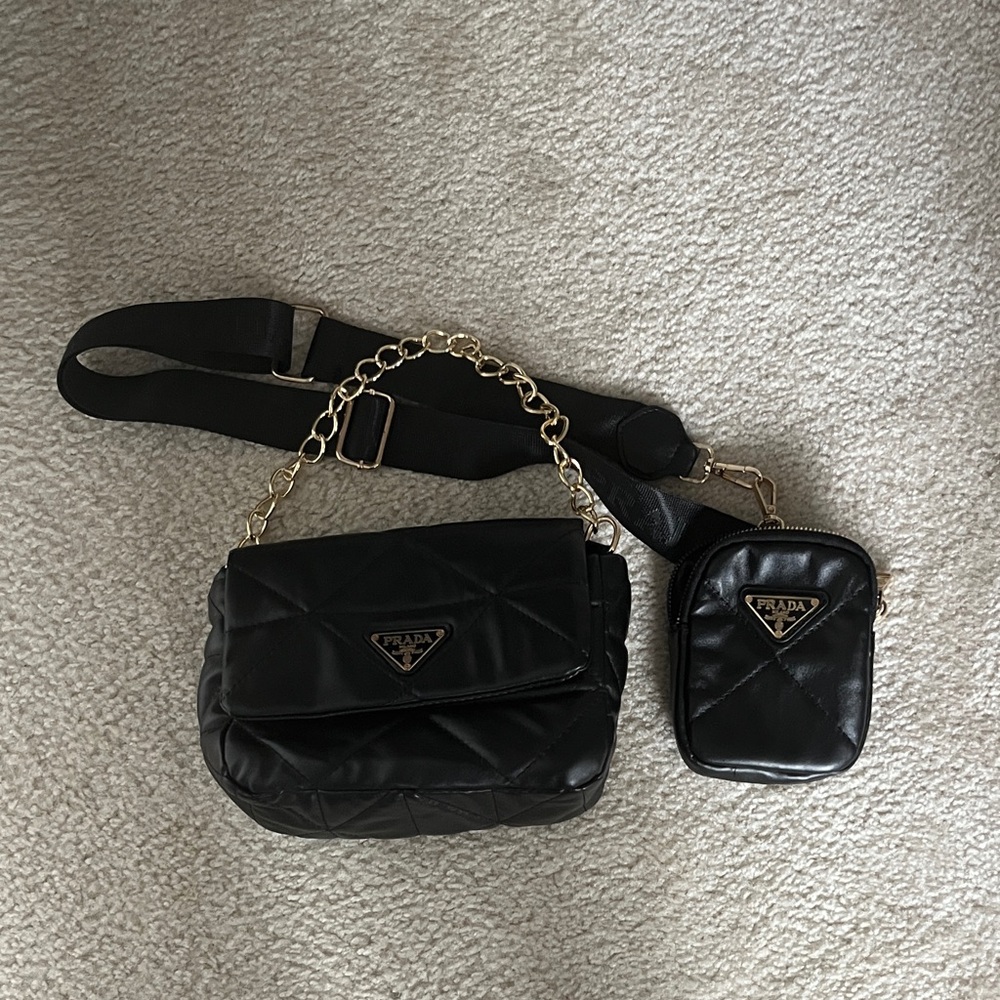 Prada Black Quilted Crossbody Bag Set (Fake)